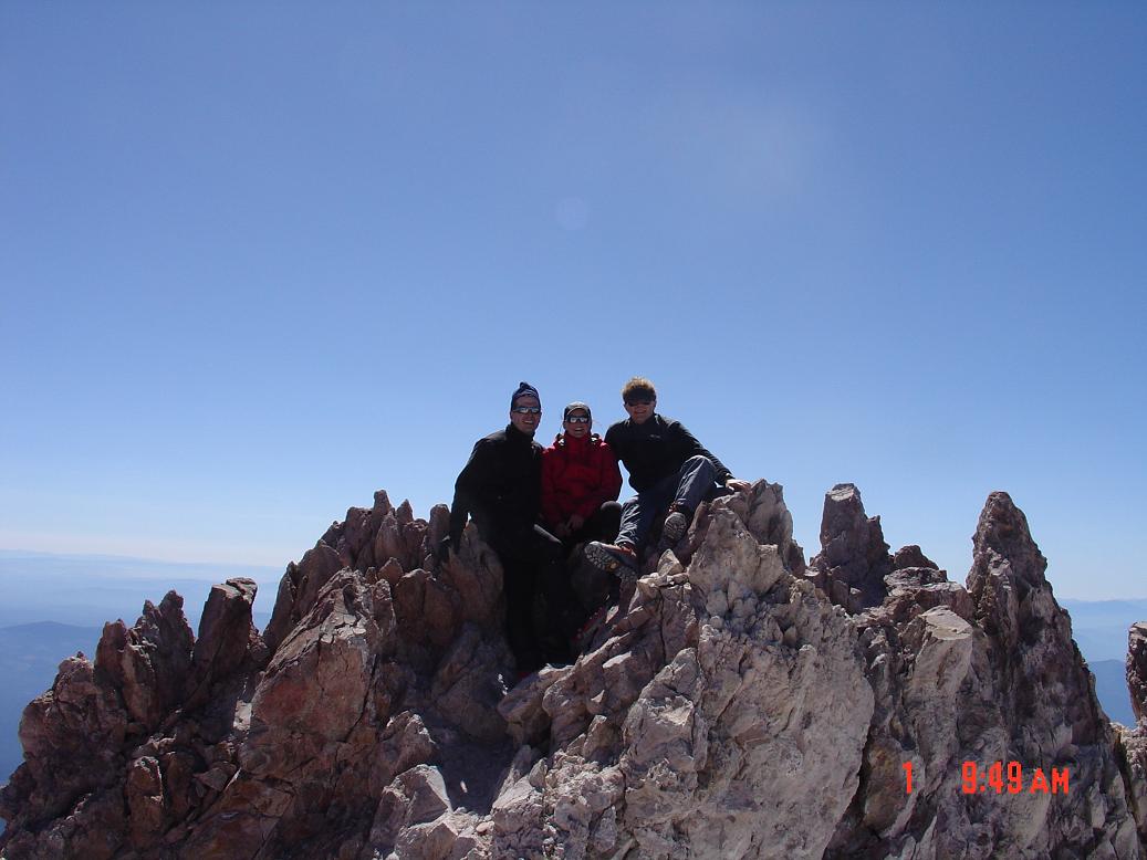 Rich, Keri, and Steven at the Summit (14,162') at 10:30 a.m. on Sunday, August 1, 2004.